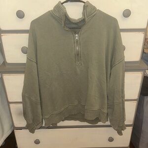 Women's Olive Green Half-Zip Sweater